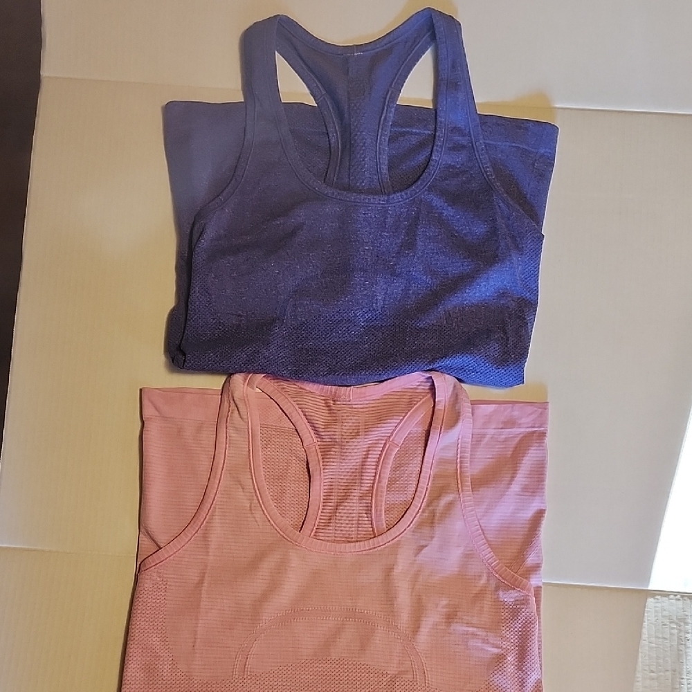 2 Lululemon Racerback Tank Tops Pink/Blue - Picture 4 of 9